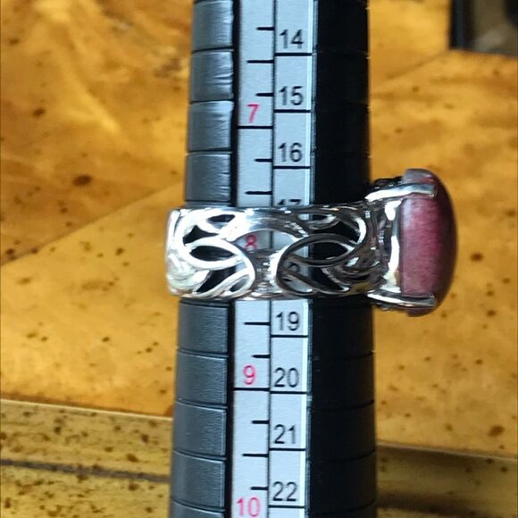 Norwegian Thulite Sterling Silver Ring Size 8 - Picture 6 of 8